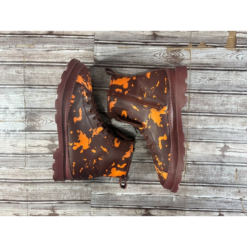 Camper Brutus Combat leather Boots Sz 45 US 12 color Burgundy and orange Autun- - Picture 4 of 10
